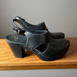 Dansko Riley Clogs Slingback Heels Size 42 = US 11.5 - 12 Black‎ Leather Comfort